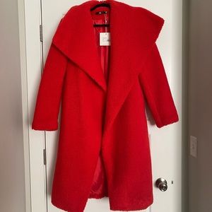 Red Waterfall Teddy Coat